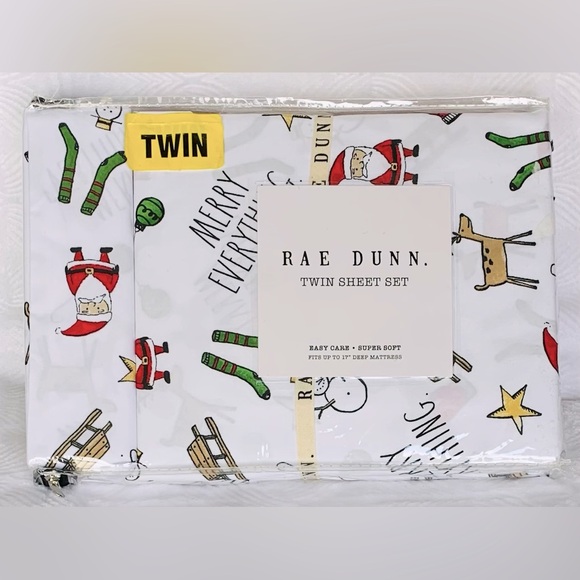 Rae Dunn Christmas Holiday Merry Everything Sheet Set - Twin - Picture 5 of 5